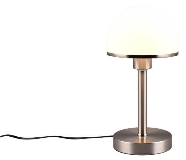 Lampada da tavolo JOOST II, argento e vetro bianco, altezza 39 cm