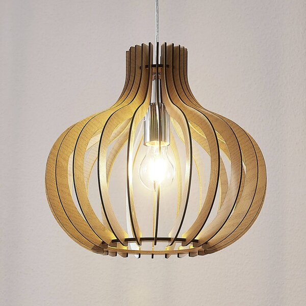 Lampada a sospensione Sina Lindby, dimmerabile, Legno chiaro, Soggiorno / Sala da pranzo, Legno, Scandinavo, Lampada a sospensione