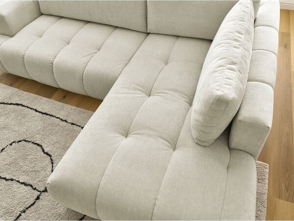 Divano angolare beige allungabile e con contenitore (penisola a destra/a L) Fuji – Bobochic Paris
