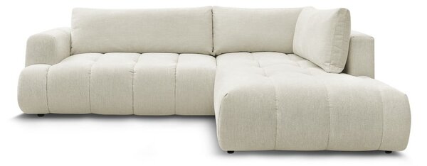 Divano angolare beige allungabile e con contenitore (penisola a destra/a L) Fuji – Bobochic Paris