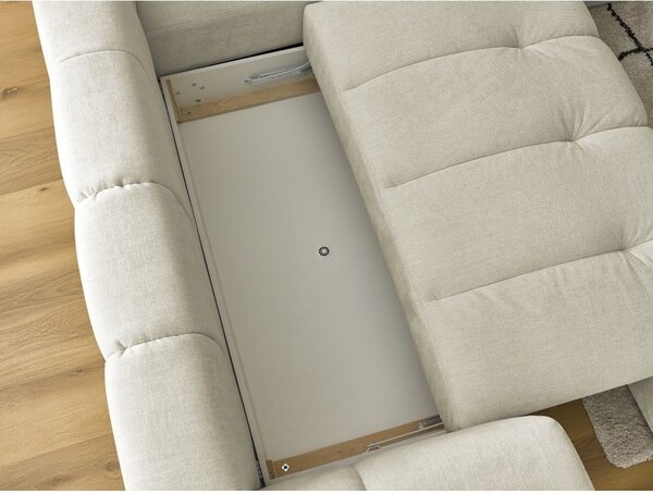 Divano angolare beige allungabile e con contenitore (penisola a destra/a L) Fuji – Bobochic Paris