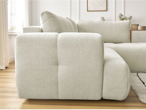 Divano angolare beige allungabile e con contenitore (penisola a destra/a L) Fuji – Bobochic Paris