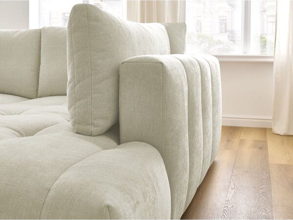 Divano angolare beige allungabile e con contenitore (penisola a destra/a L) Fuji – Bobochic Paris