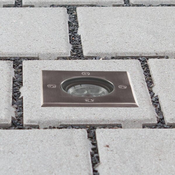 Lucande Lampada da incasso per pavimento a LED Ava, 12 cm x cm, IP67 AVA, Alluminio / Grigio / Zincato, Alluminio, Moderno, Faretto da incasso da terra