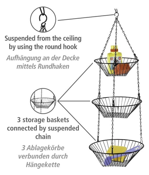Cesto di frutta sospeso in metallo Trio - Wenko