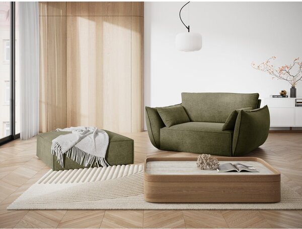 Poggiapiedi verde con rivestimento in ciniglia Vanda – Mazzini Sofas