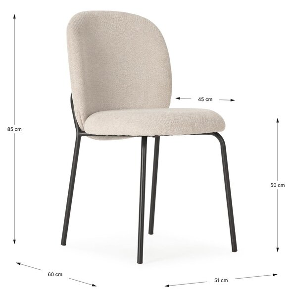 Sedie da pranzo in set nere/color crema 4 pz Daia – Marckeric