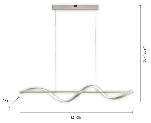 Q-Smart-Home Paul Neuhaus Q-Swing lampada sospens. LED, acciaio Q-Swing, dimmerabile, Alluminio / Grigio / Zincato, Soggiorno / Sala da pranzo, Alluminio, Moderno