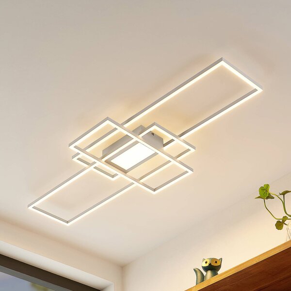 Plafoniera a LED Caitilin Lindby, dimmerabile, Bianco / Opale, Soggiorno / Sala da pranzo, Metallo, Moderno, Plafoniera LED