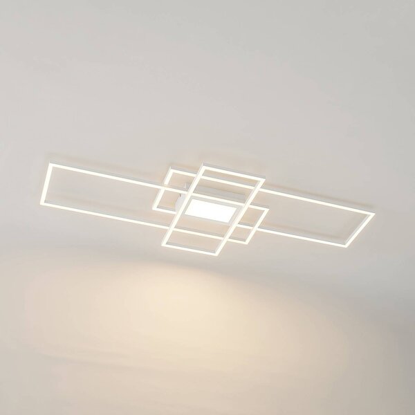 Plafoniera a LED Caitilin Lindby, dimmerabile, Bianco / Opale, Soggiorno / Sala da pranzo, Metallo, Moderno, Plafoniera LED