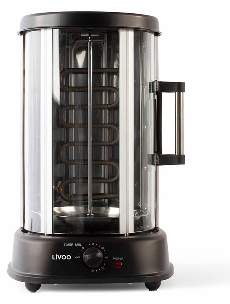 Vertical grill - LIVOO - DOM323 - 1500W - Up to 2.5 kg - 1 central spit and 10 skewers of 23 cm - Timer and 360? rotation