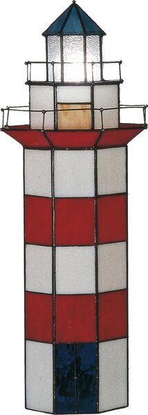 Clayre & Eef Lampada da tavolo Tiffany Faro 21x56 cm Vetro bianco rosso
