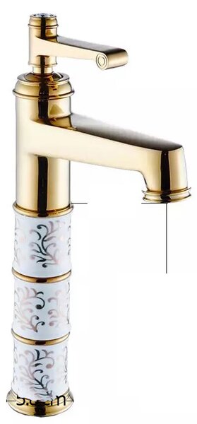 Rubinetto cucina retrò ORO ottone porcellana DIONE