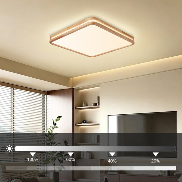 Brilagi - Plafoniera dimmerabile a LED MOLINA SQUARE LED/80W/230V rovere 60x60 cm + telecomando