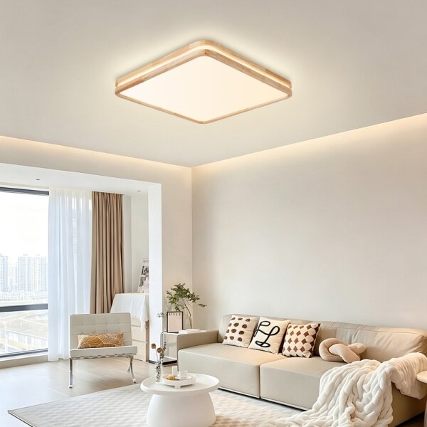 Brilagi - Plafoniera dimmerabile a LED MOLINA SQUARE LED/80W/230V rovere 60x60 cm + telecomando