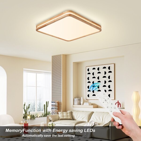 Brilagi - Plafoniera dimmerabile a LED MOLINA SQUARE LED/80W/230V rovere 60x60 cm + telecomando