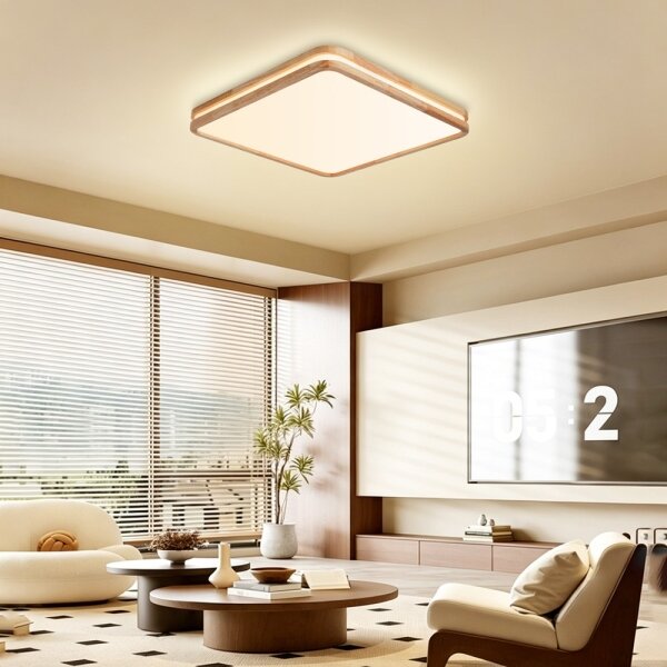 Brilagi - Plafoniera dimmerabile a LED MOLINA SQUARE LED/80W/230V rovere 60x60 cm + telecomando