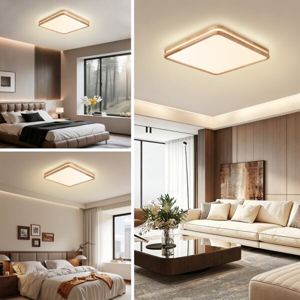 Brilagi - Plafoniera dimmerabile a LED MOLINA SQUARE LED/80W/230V rovere 60x60 cm + telecomando
