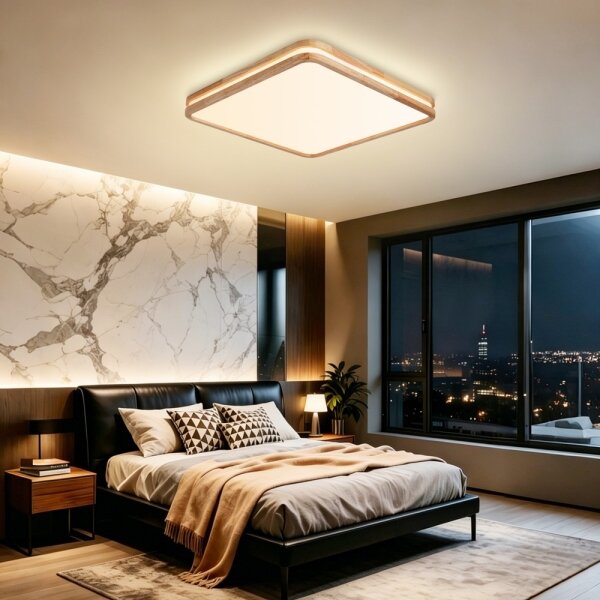 Brilagi - Plafoniera dimmerabile a LED MOLINA SQUARE LED/80W/230V rovere 60x60 cm + telecomando