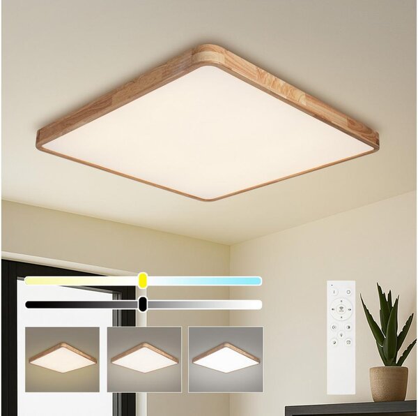 Brilagi - Lampada LED dimmerabile WOODLINE SQUARE LED/100W/230V rovere 80x80 cm + telecomando