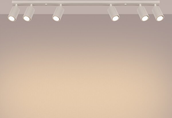 Lampada da soffitto KARBON 6L beige 6xGU10 10W alluminio 16.5x6.5x117cm Sollux Lighting