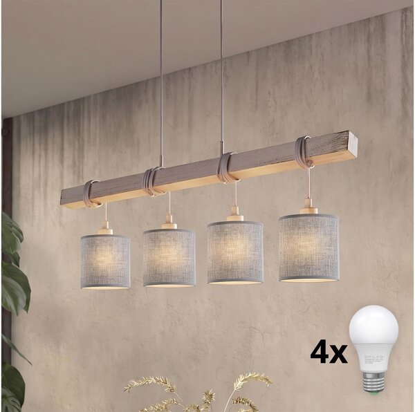 Brilagi - Lampadario LED a sospensione su cavo NUBILA 4xE27/60W/230V grigio