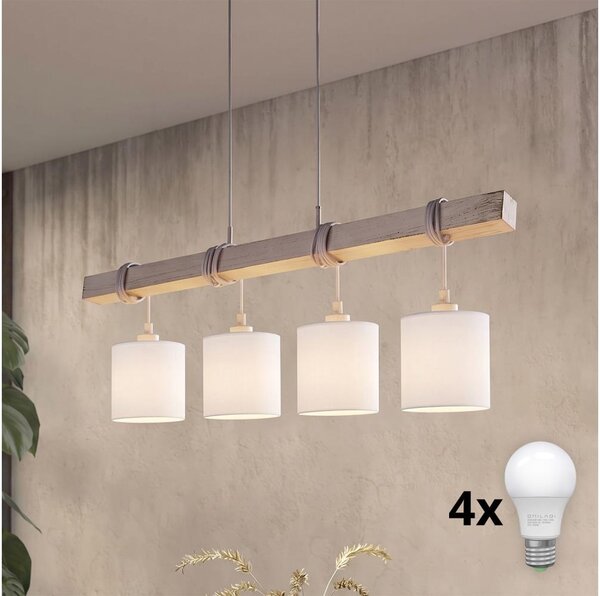 Brilagi - Lampadario LED a cavo NUBILA 4xE27/60W/230V grigio/bianco