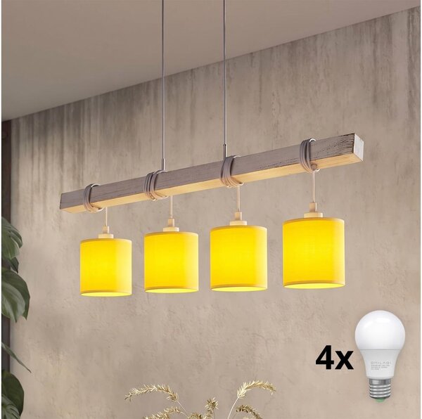 Brilagi - Lampadario LED a cavo NUBILA 4xE27/60W/230V grigio/giallo