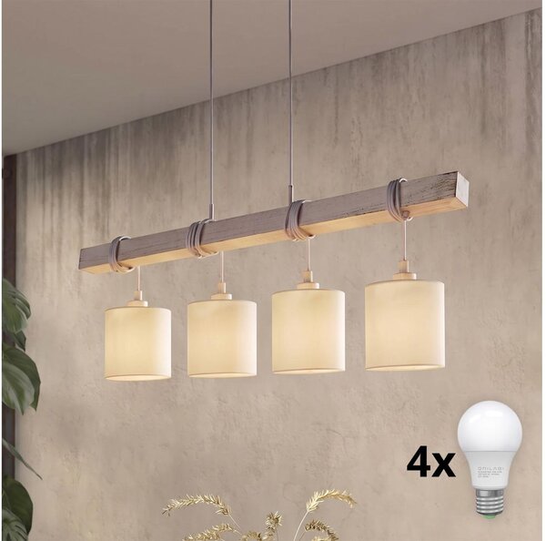 Brilagi - Lampadario LED a sospensione su cavo NUBILA 4xE27/60W/230V grigio/crema