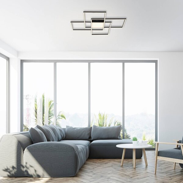 Q-Smart-Home Plafoniera smart Q-ASMIN, dimmerabile, Nero, Soggiorno / Sala da pranzo, Plastica, Moderno
