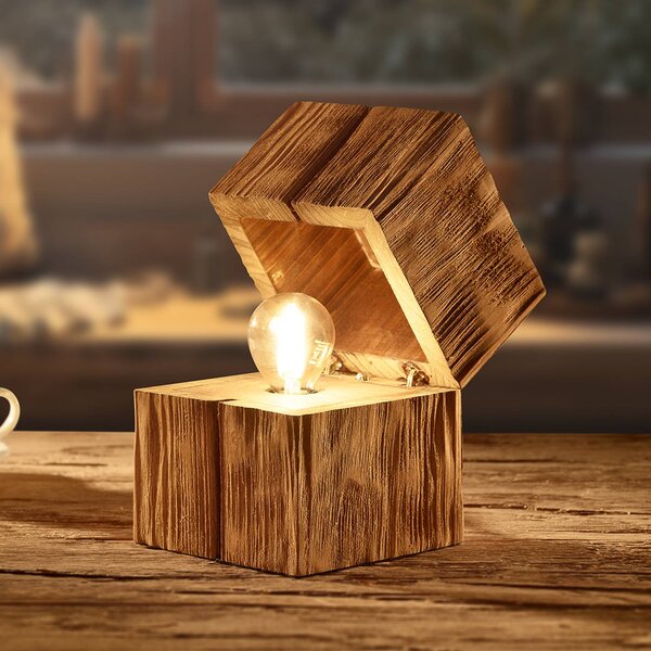 Trio Lighting Lampada da tavolo Treasure, Legno chiaro, Soggiorno / Sala da pranzo, Legno, Lampada da tavolo