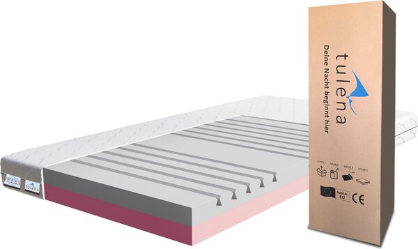 Materasso TULENA 200 x 200 cm Schiuma comfort molto morbido/morbido H1 / H2 di base 14 cm Materasso reversibile Fodera antibatterica con cerniera