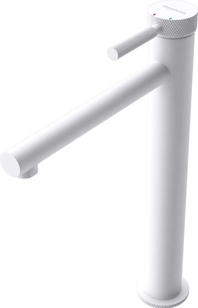 Doporro Rubinetto Monocomando per Lavabo Alto a Cascata, Miscelatore Regolabile con Acqua Calda e Fredda in Ottone Bianco Opaco H 30,5 cm WAO-7601