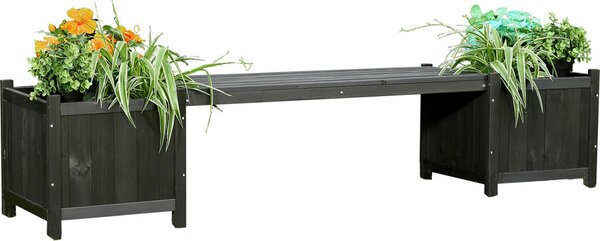 Panchina da giardino con fioriere in legno impregnato 180×40×40 cm - Marrone