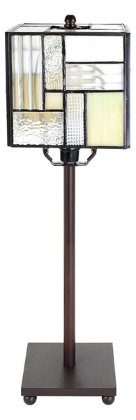 Clayre & Eef Lampada da tavolo Tiffany 13x13x28 cm Vetro bianco beige