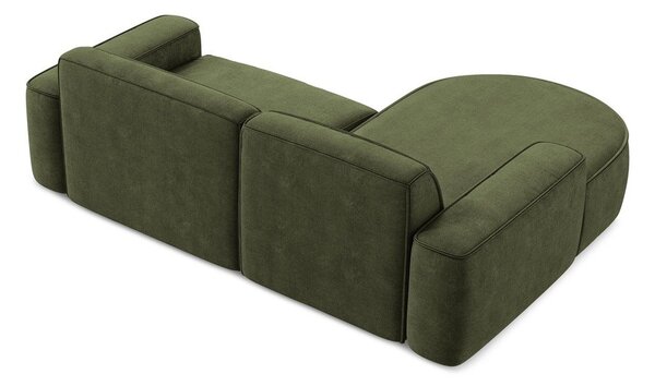 Divano angolare verde (con penisola a sinistra/con chaise lounge) con rivestimento in ciniglia Omao – Makamii