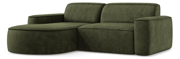 Divano angolare verde (con penisola a sinistra/con chaise lounge) con rivestimento in ciniglia Omao – Makamii