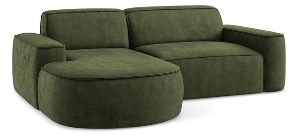 Divano angolare verde (con penisola a sinistra/con chaise lounge) con rivestimento in ciniglia Omao – Makamii