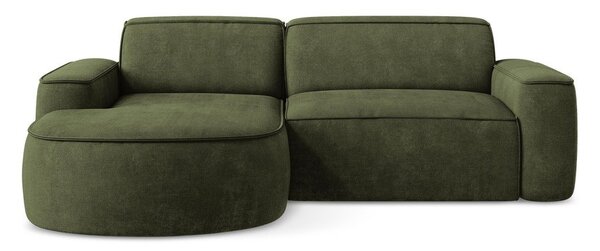 Divano angolare verde (con penisola a sinistra/con chaise lounge) con rivestimento in ciniglia Omao – Makamii