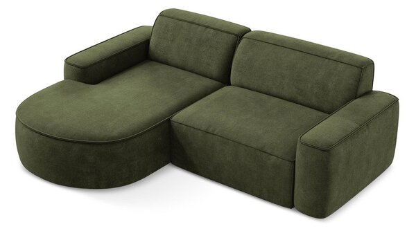 Divano angolare verde (con penisola a sinistra/con chaise lounge) con rivestimento in ciniglia Omao – Makamii