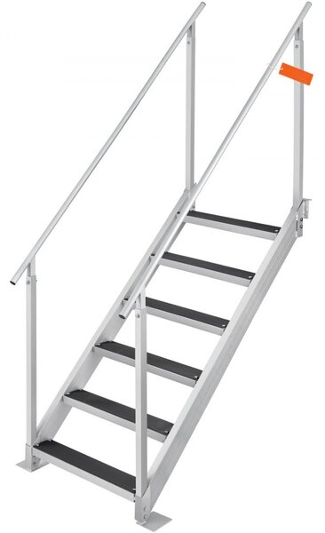 Scaletta per barche a 6 gradini con due corrimano - Scaletta per piscine in alluminio 800x1850x2092 mm - Scaletta con portata di 250 kg - Ideale per porti, barche e piscine