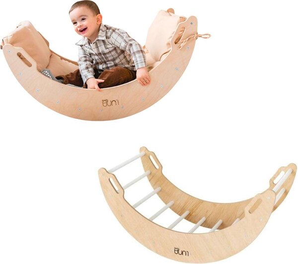 Arco di arrampicata in legno "Moon" | Triangolo di arrampicata per bambini | Giocattoli Montessori | Parco giochi Rockerboard