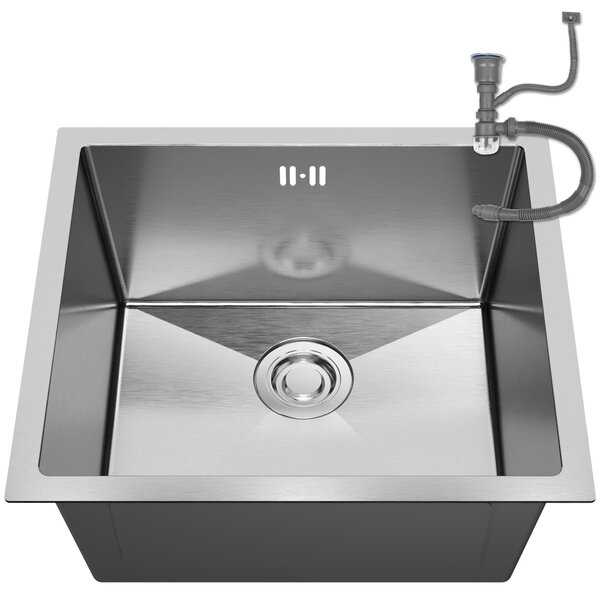 ANW HOME Lavello da cucina in acciaio inox 47x45 cm – installazione sottotop, lavello cucina 1 vasca, acciaio inox 304, lavello moderno