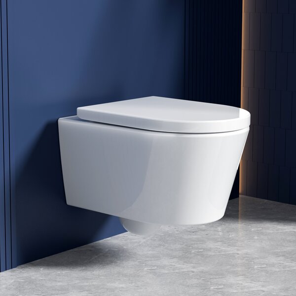 Rainsworth Randloser Wandmontage, vaso con cooperazione efficiente, vaso con tavoletta con meccanismo di chiusura morbida e rimozione rapida