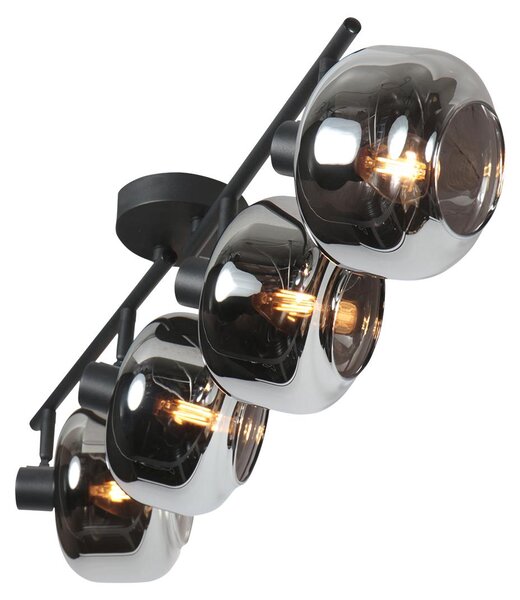 Mexlite - faretto - Tenebris - nero - vetro metallo vetro fumé - lampada in vetro colorato - E14 - 4211ZW
