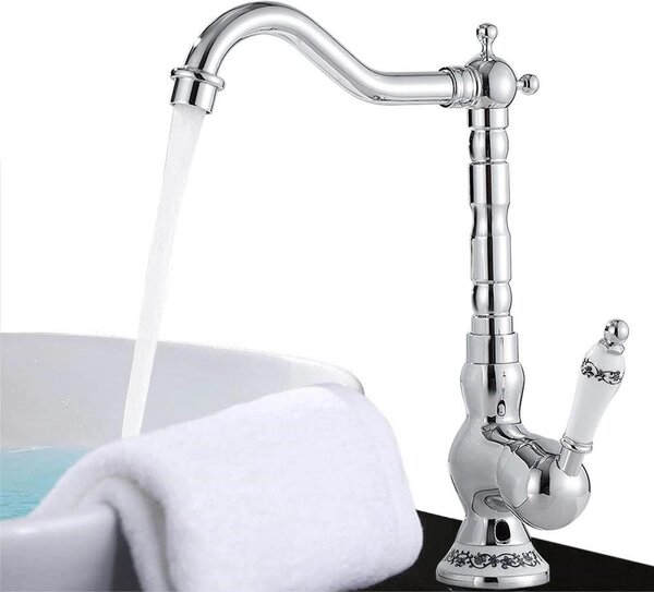 Rubinetteria per bagno - Rubinetto per lavabo - Montaggio a vista - Acciaio inox - Valvola in ottone - Caldo/freddo - Aeratore