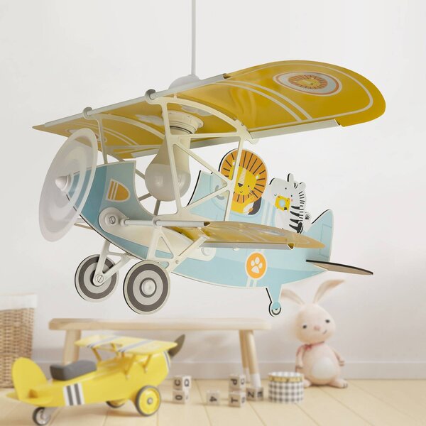 Dalber Lampada a sospensione Lion Plane, dimmerabile, Multicolore, Cameretta, Legno, Lampada a sospensione