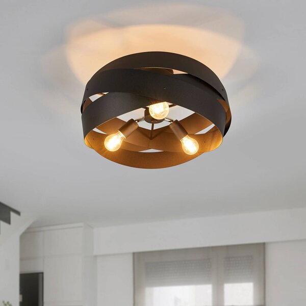 Plafoniera soffitto Tornado Domiluce, dimmerabile, Nero, Soggiorno / Sala da pranzo, Metallo, Moderno, Plafoniera
