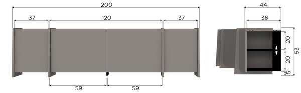 Mobile TV grigio con effetto frassino 200x53x44 cm Brock – WOOOD
