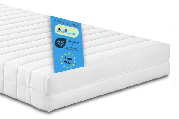 Materasso ortopedico a 7 zone con nucleo a molle, 140 x 200 cm, H3, 16 cm, nucleo a molle insacchettate, Bodyprotect Comfort Line